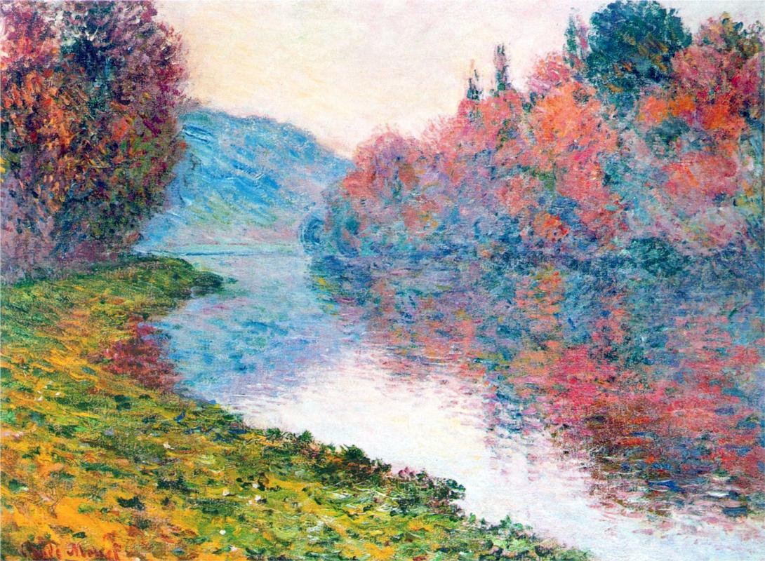 Banks of the Seine at Jenfosse - Claude Monet Paintings